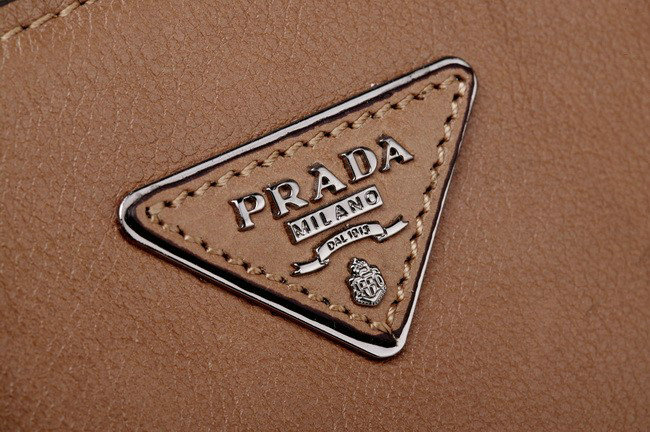2014 Prada Shiny Glace Calf Leather Tote Bag BN2619 camel - Click Image to Close